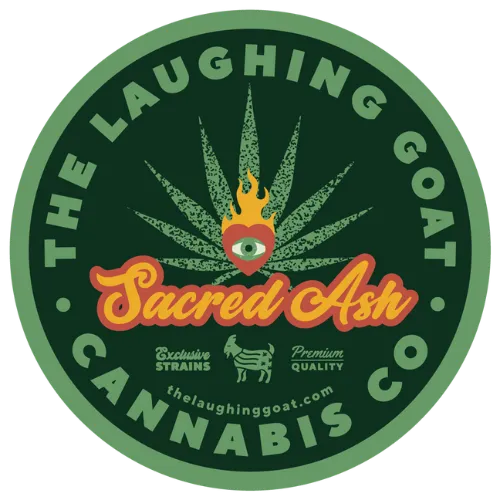 SACRED ASH STICKER Exclusive Marijuana Strain by The Laughing Goat